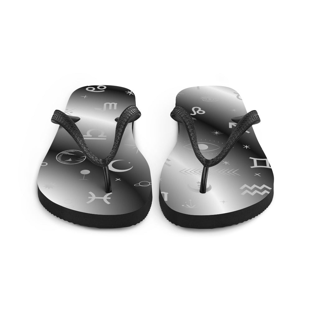 Black White Zodiac Flip-Flops