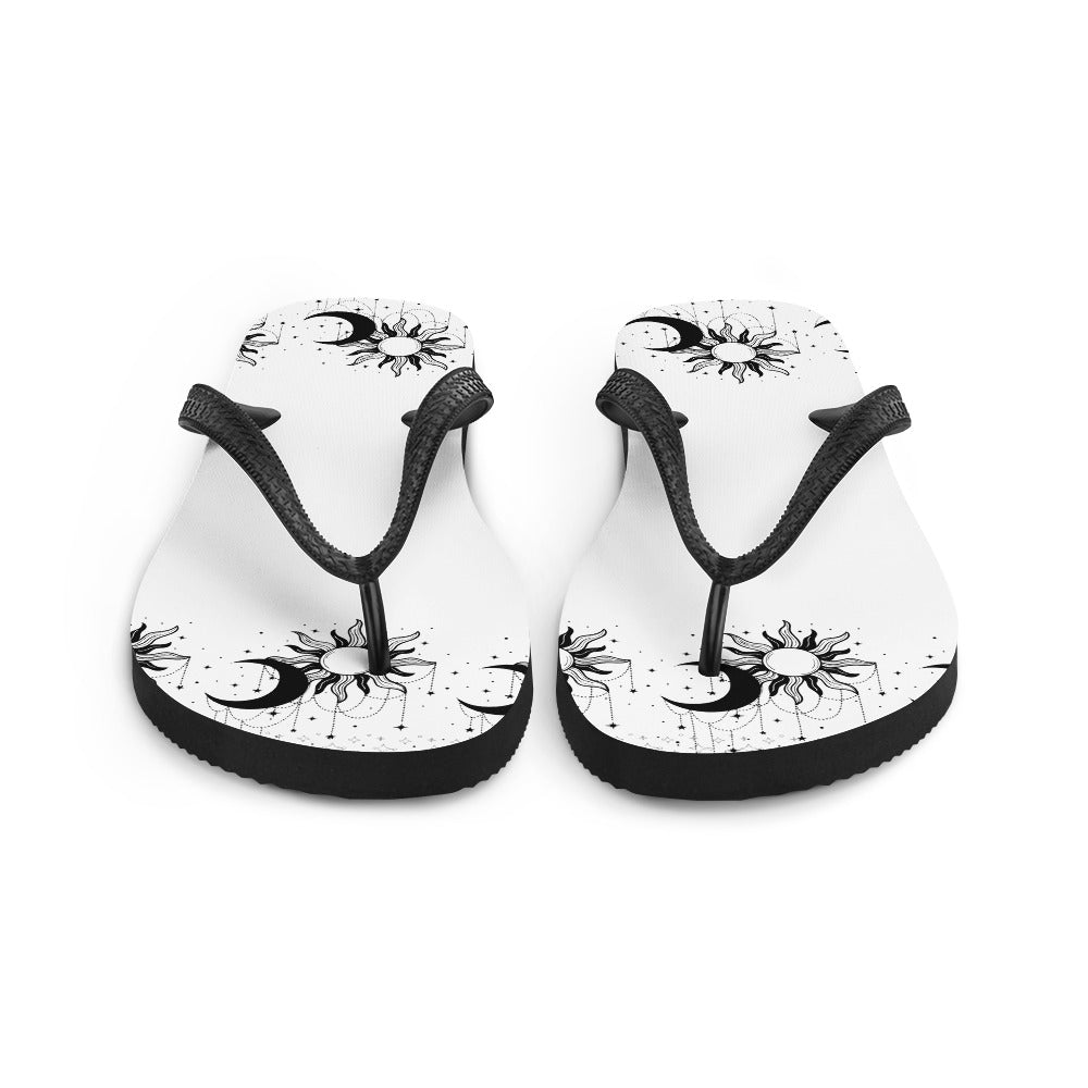 Black White Sun Moon Flip-Flops