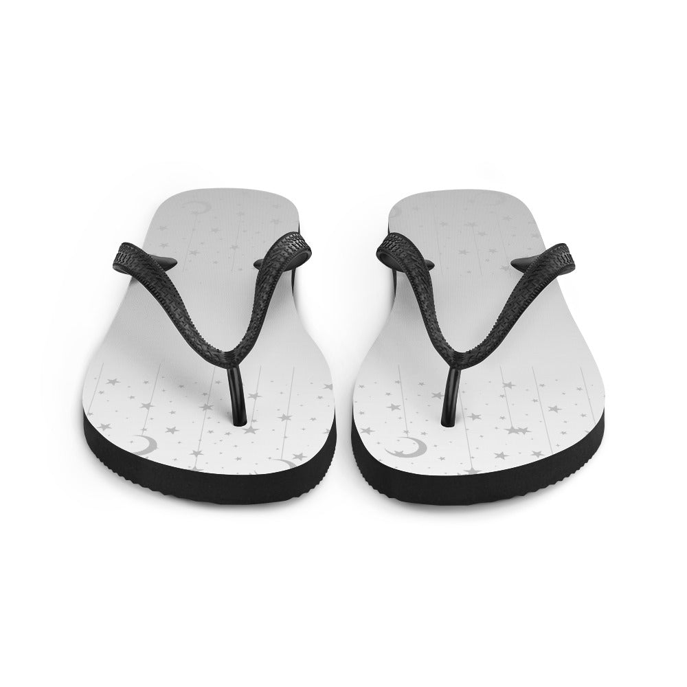 Silver Grey Moon Star Flip-Flops