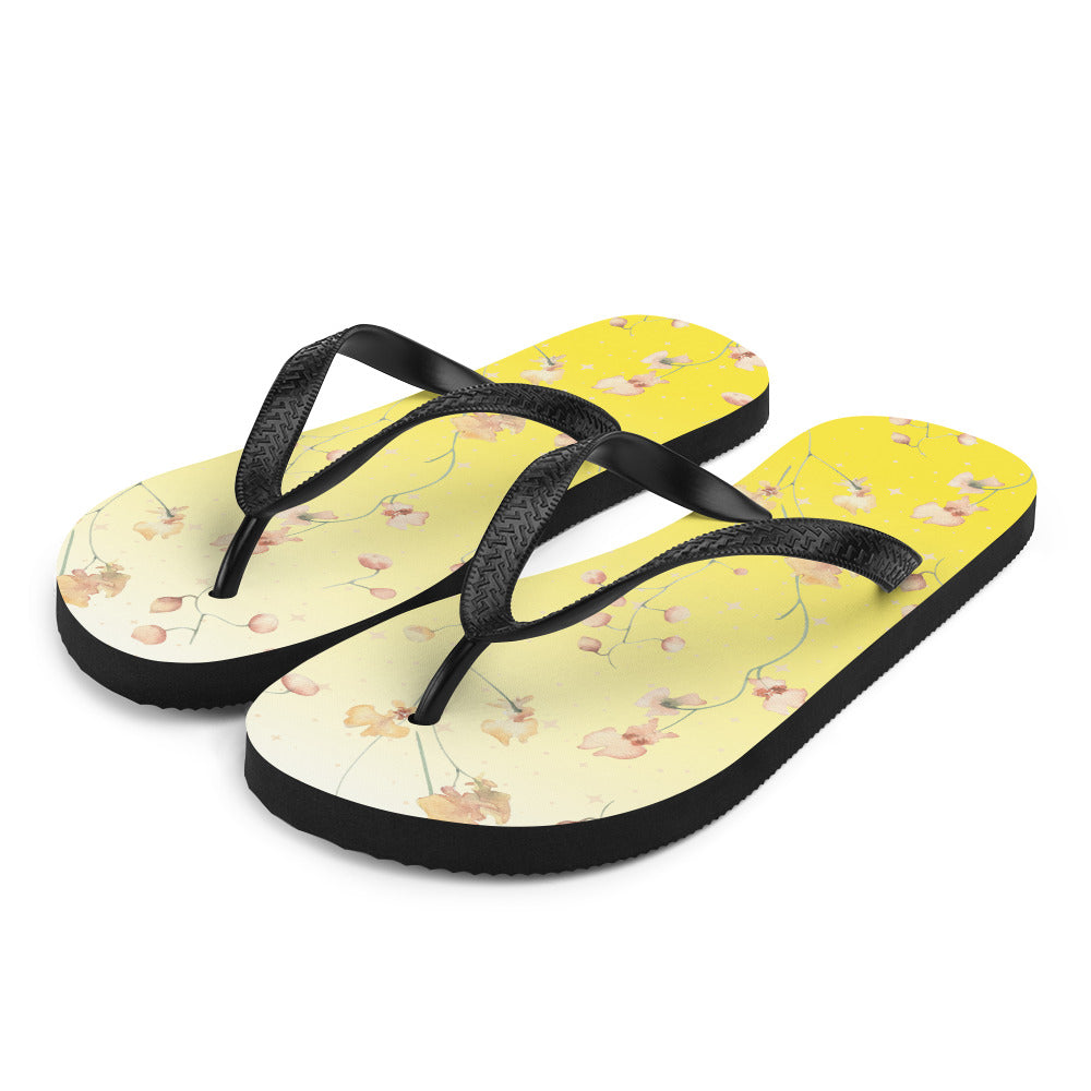 Yellow Botanical Flower Star Flip-Flops