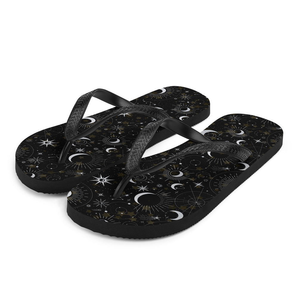 Silver Black Moon Flip-Flops