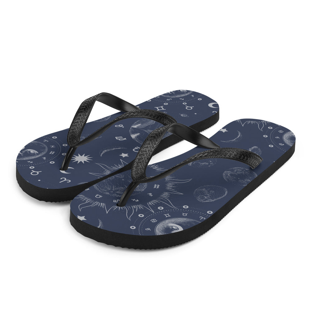 Navy Blue Moon Zodiac Flip-Flops