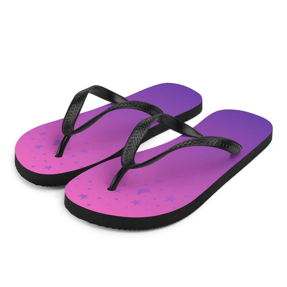 Purple Pink Gradient Star Flip-Flops