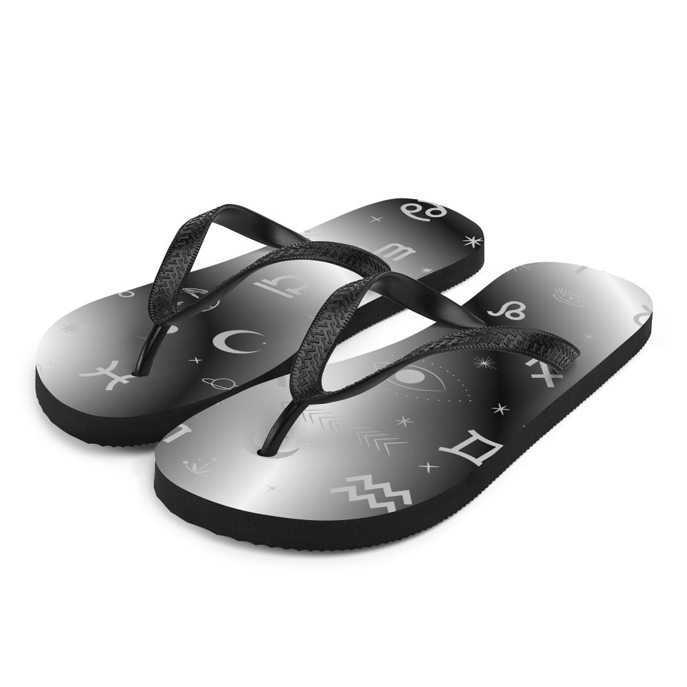 Black White Zodiac Flip-Flops