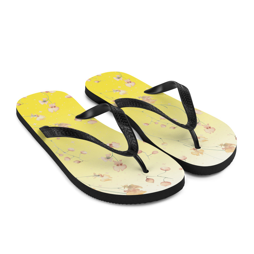 Yellow Botanical Flower Star Flip-Flops