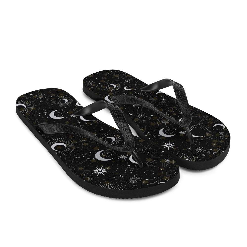 Silver Black Moon Flip-Flops