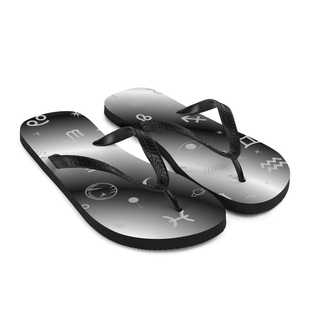 Black White Zodiac Flip-Flops