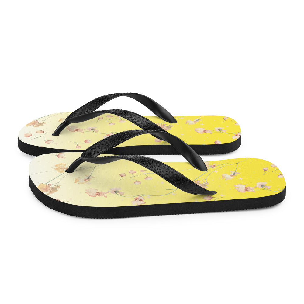 Yellow Botanical Flower Star Flip-Flops