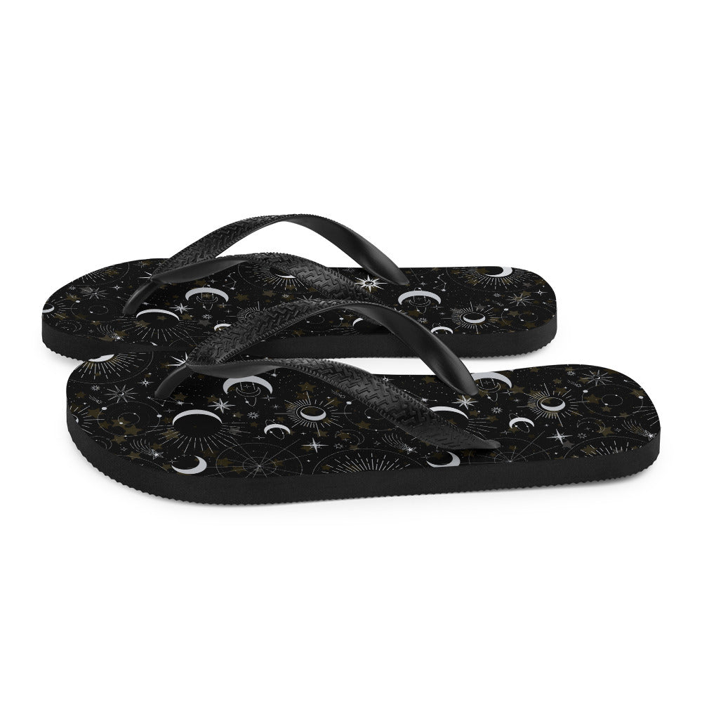 Silver Black Moon Flip-Flops