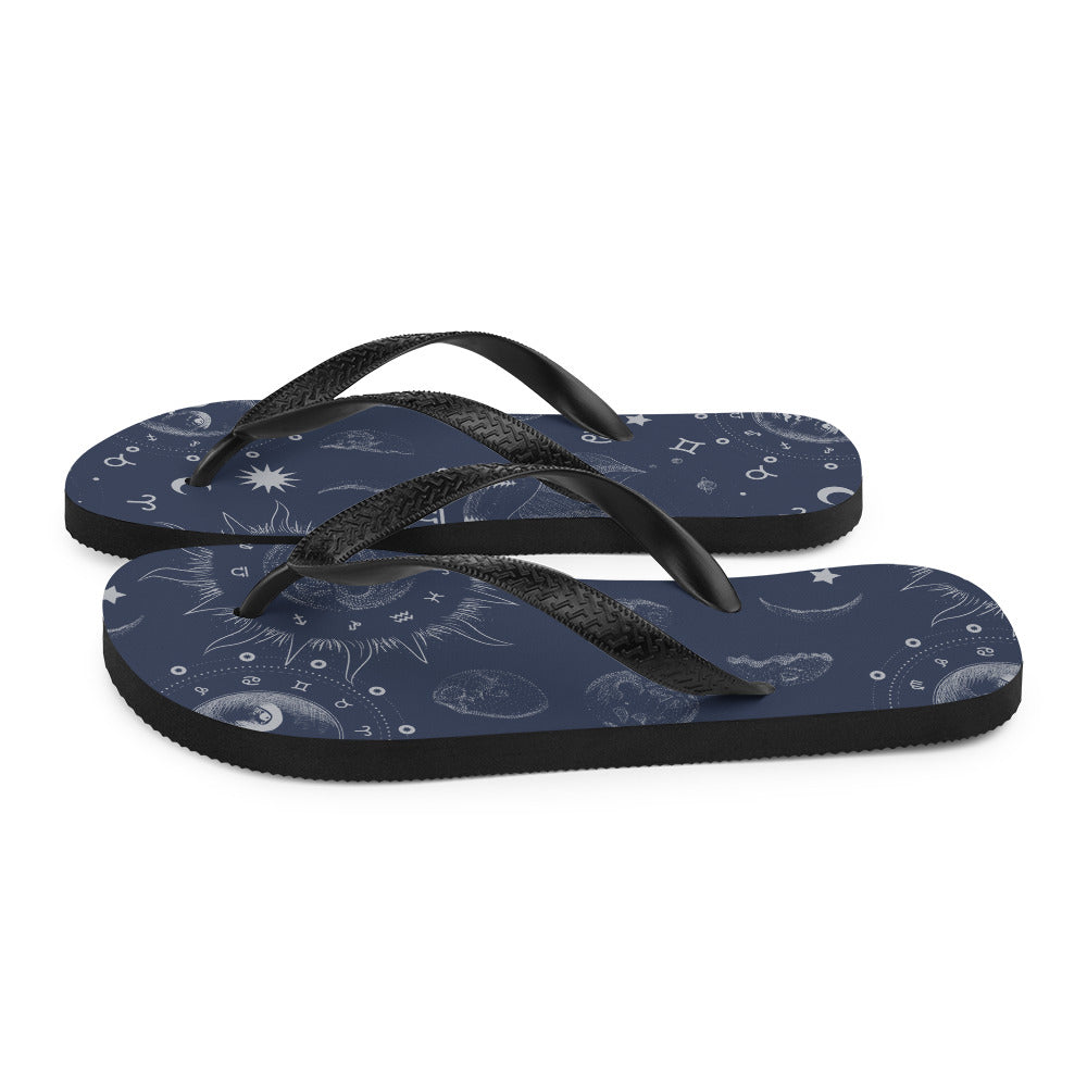 Navy Blue Moon Zodiac Flip-Flops