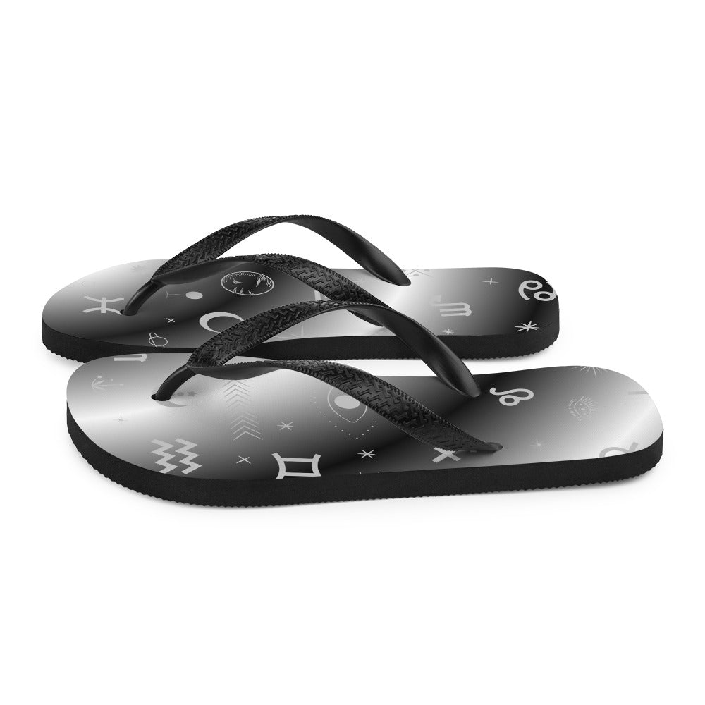 Black White Zodiac Flip-Flops