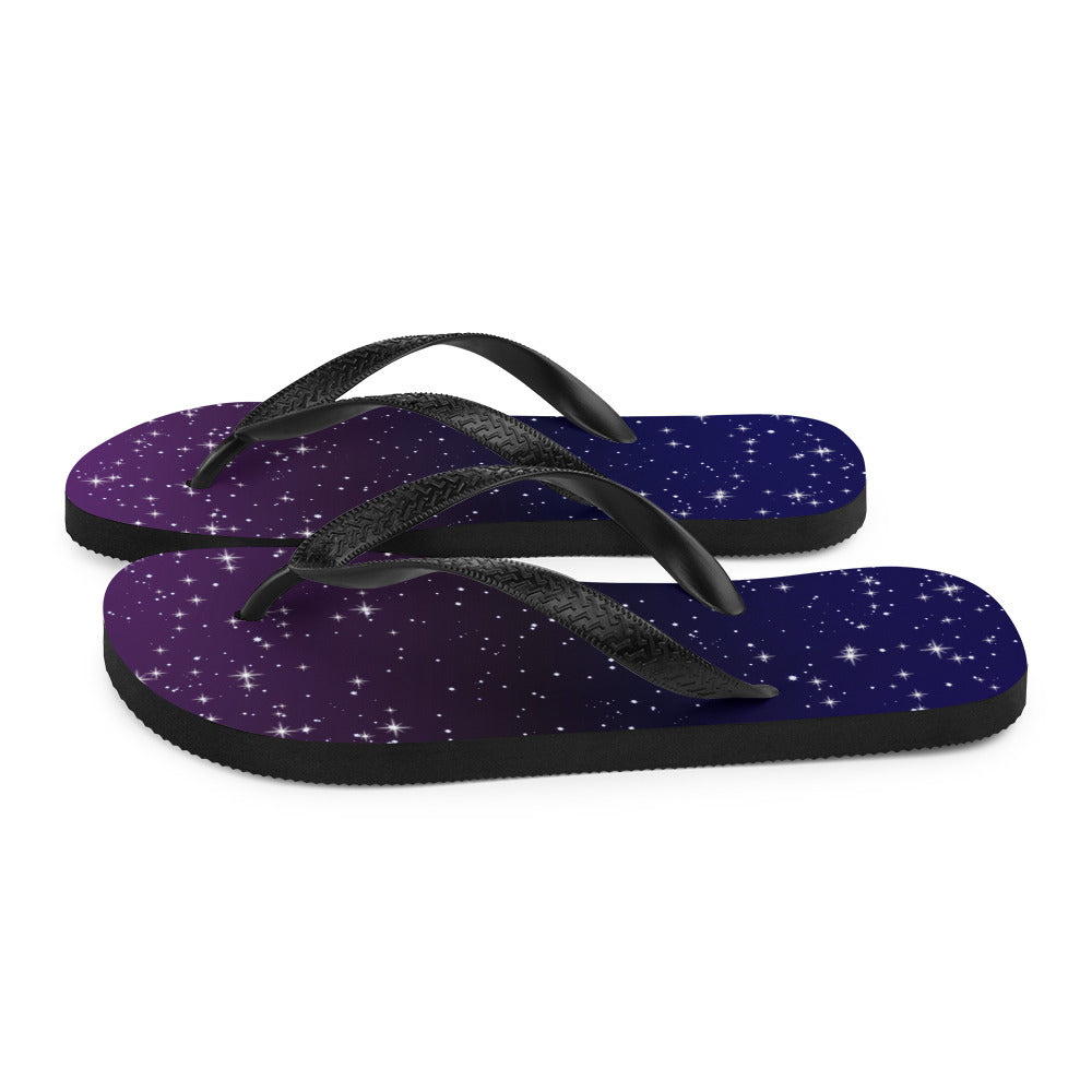 Purple Black Star Galaxy Flip-Flops