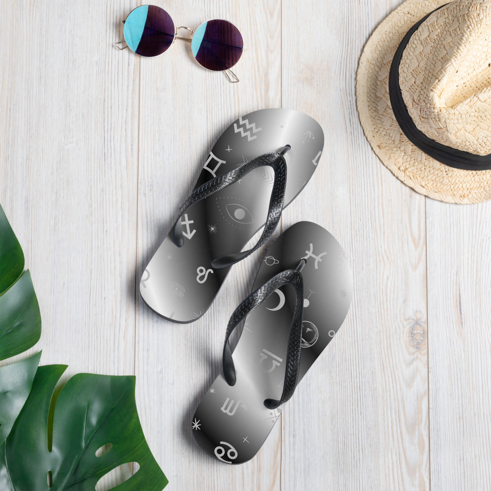 Black White Zodiac Flip-Flops