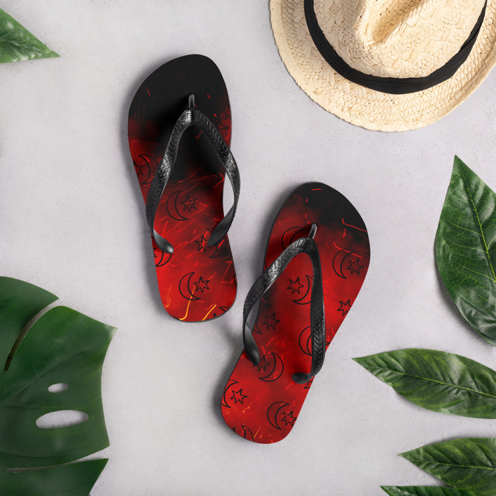 Red Moon Star Flip-Flops