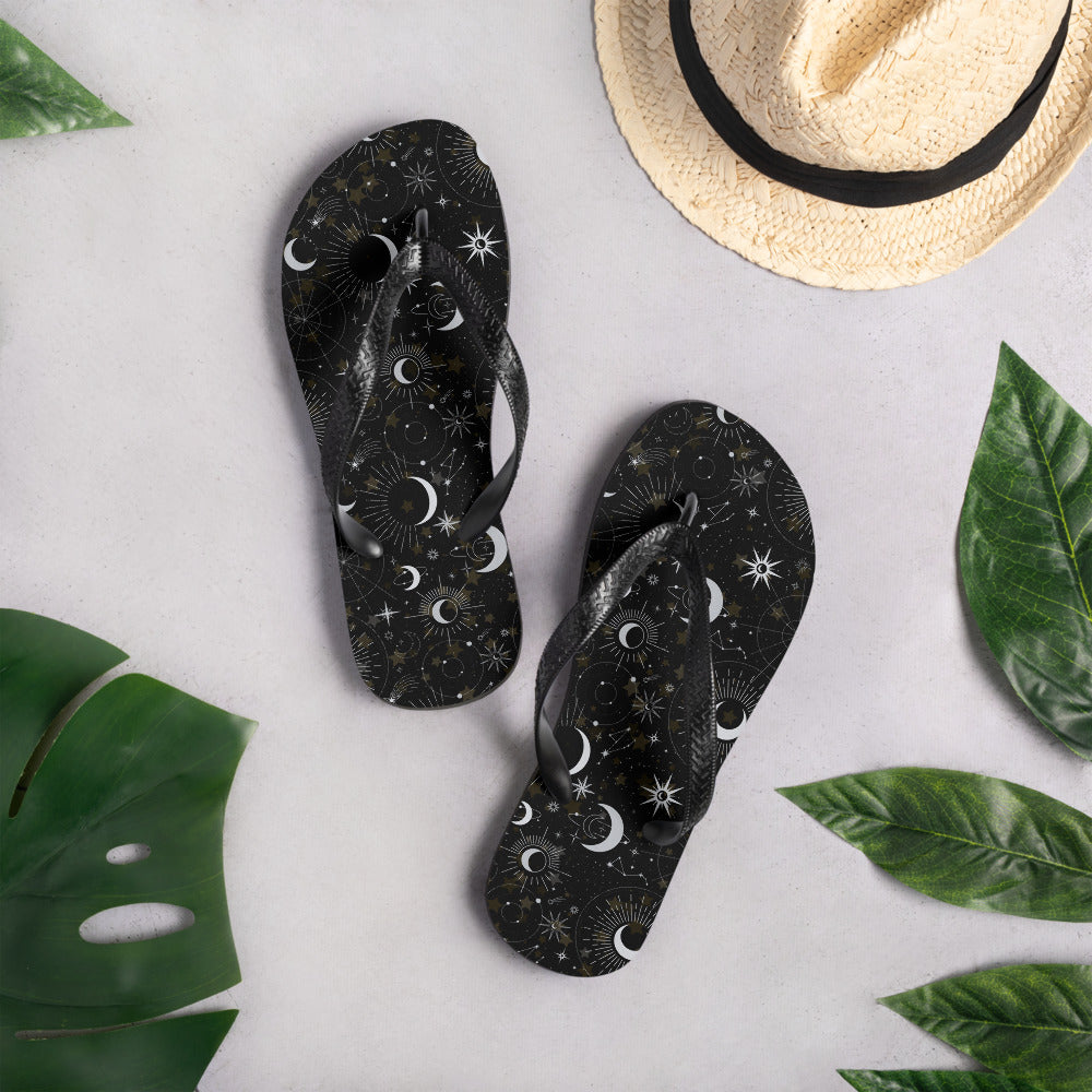 Silver Black Moon Flip-Flops