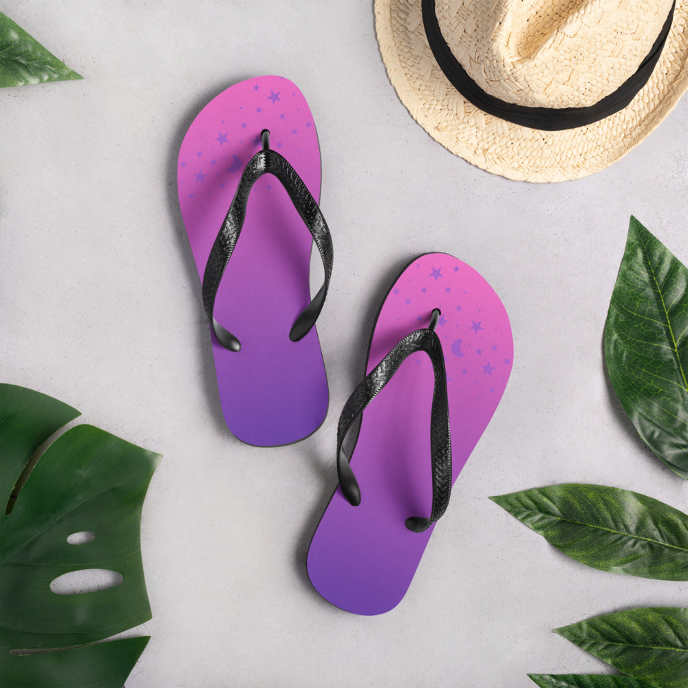 Purple Pink Gradient Star Flip-Flops