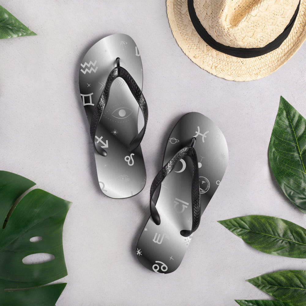 Black White Zodiac Flip-Flops