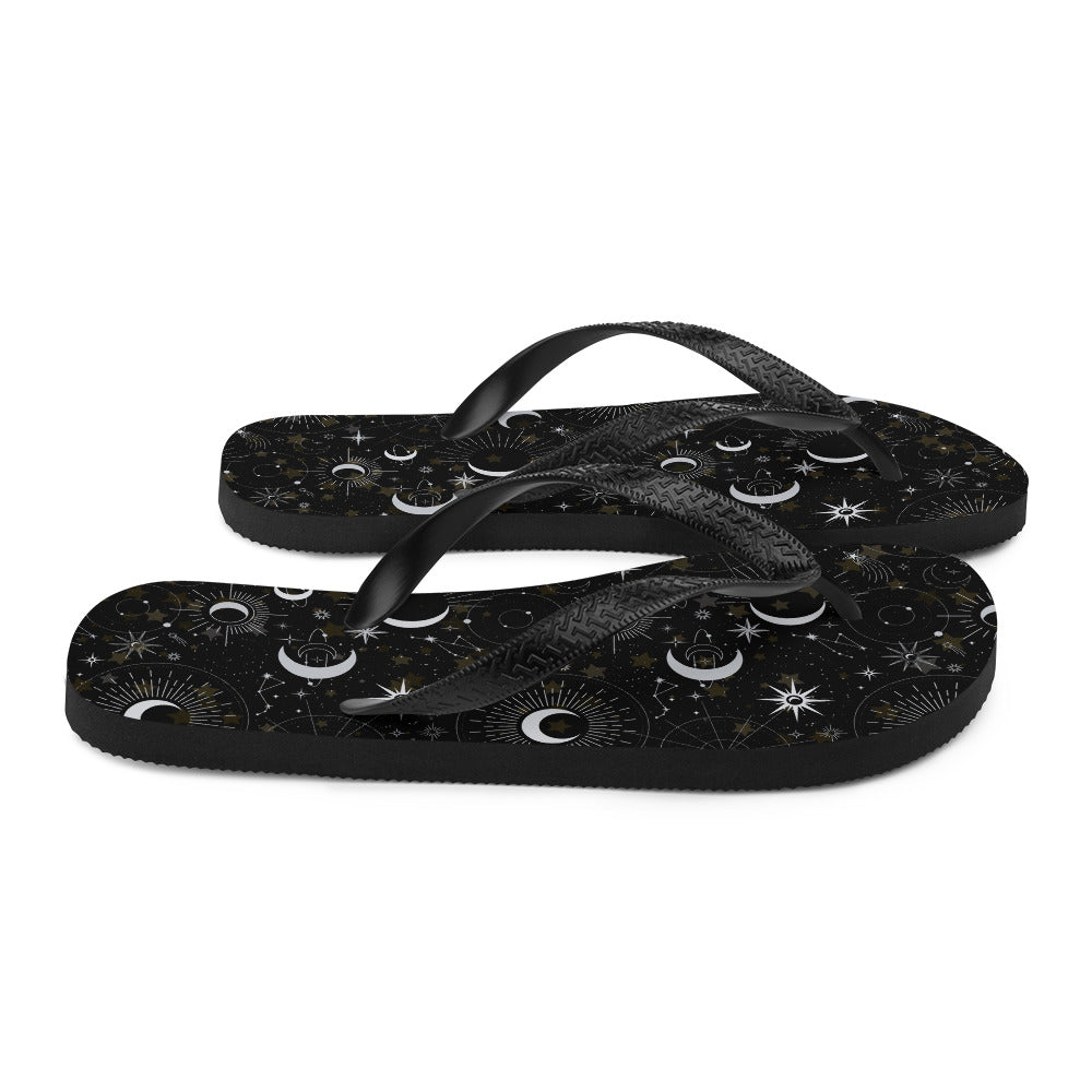 Silver Black Moon Flip-Flops