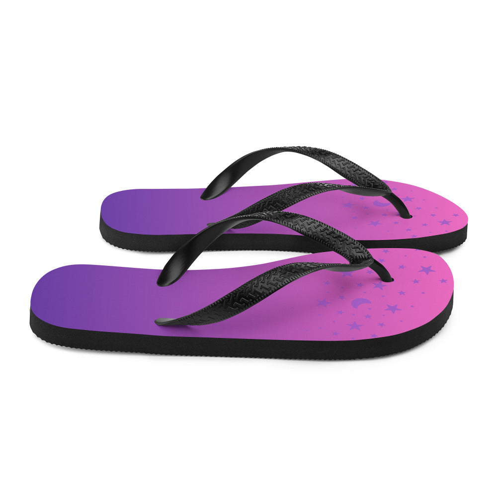 Purple Pink Gradient Star Flip-Flops