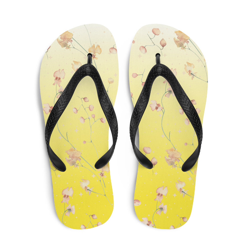 Yellow Botanical Flower Star Flip-Flops