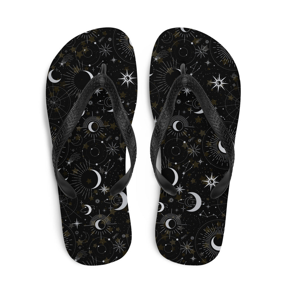 Silver Black Moon Flip-Flops