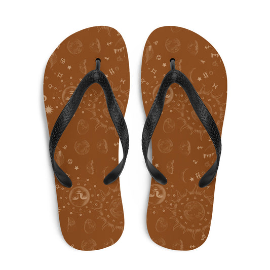 Saddle Brown Moon Galaxy Flip-Flops