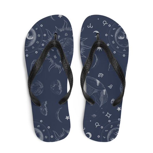 Navy Blue Moon Zodiac Flip-Flops