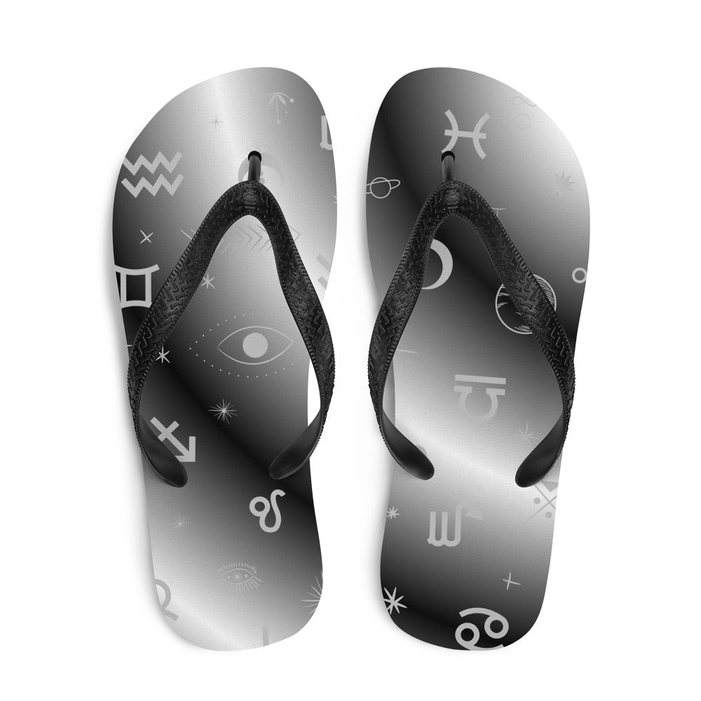 Black White Zodiac Flip-Flops