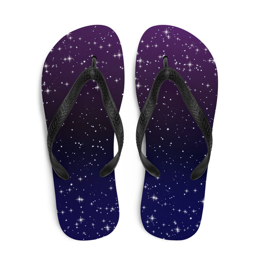 Purple Black Star Galaxy Flip-Flops