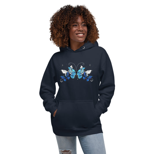 Blue Butterflies Unisex Premium Hoodie