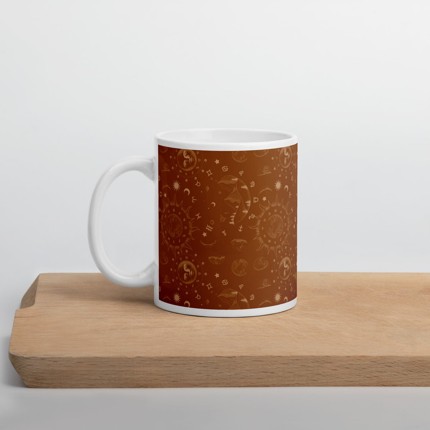 Saddle Brown Moon Galaxy White Glossy Mug