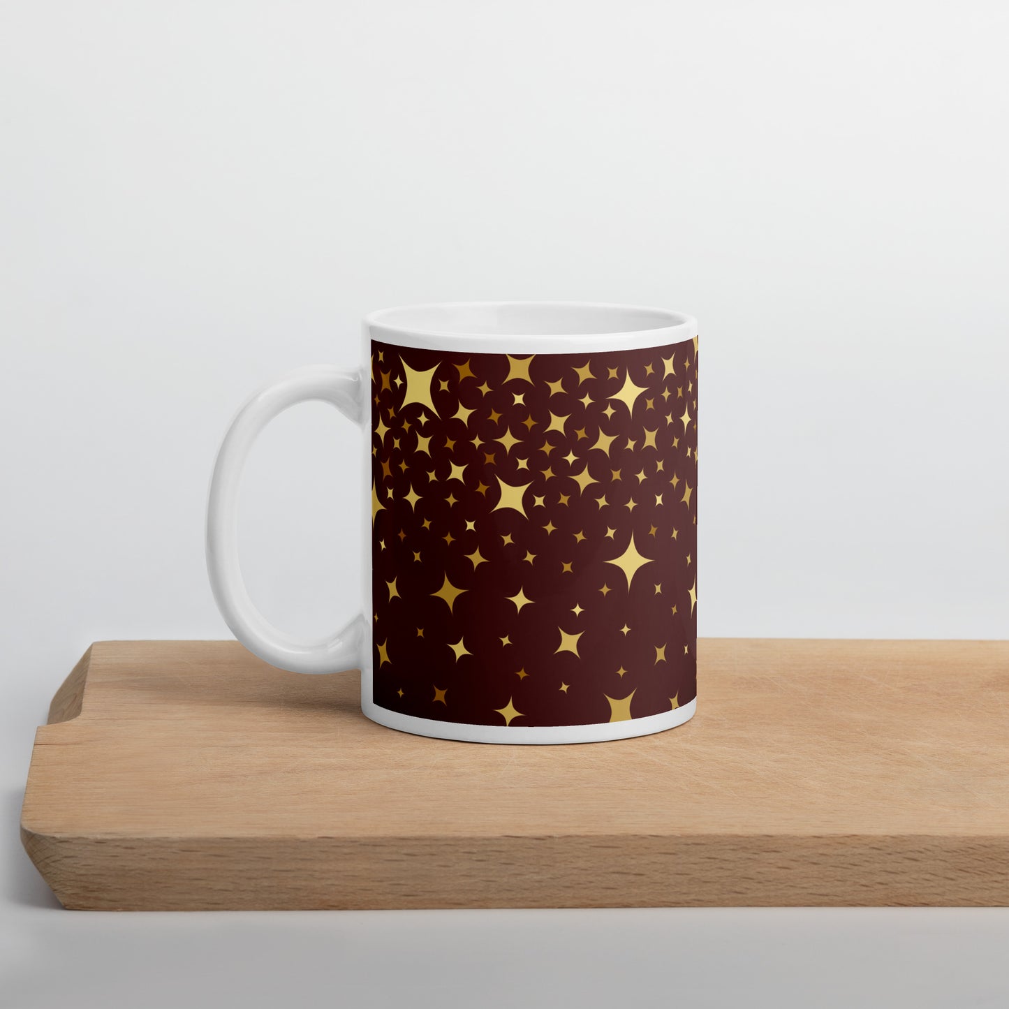 Burgundy Gold Star White Glossy Mug