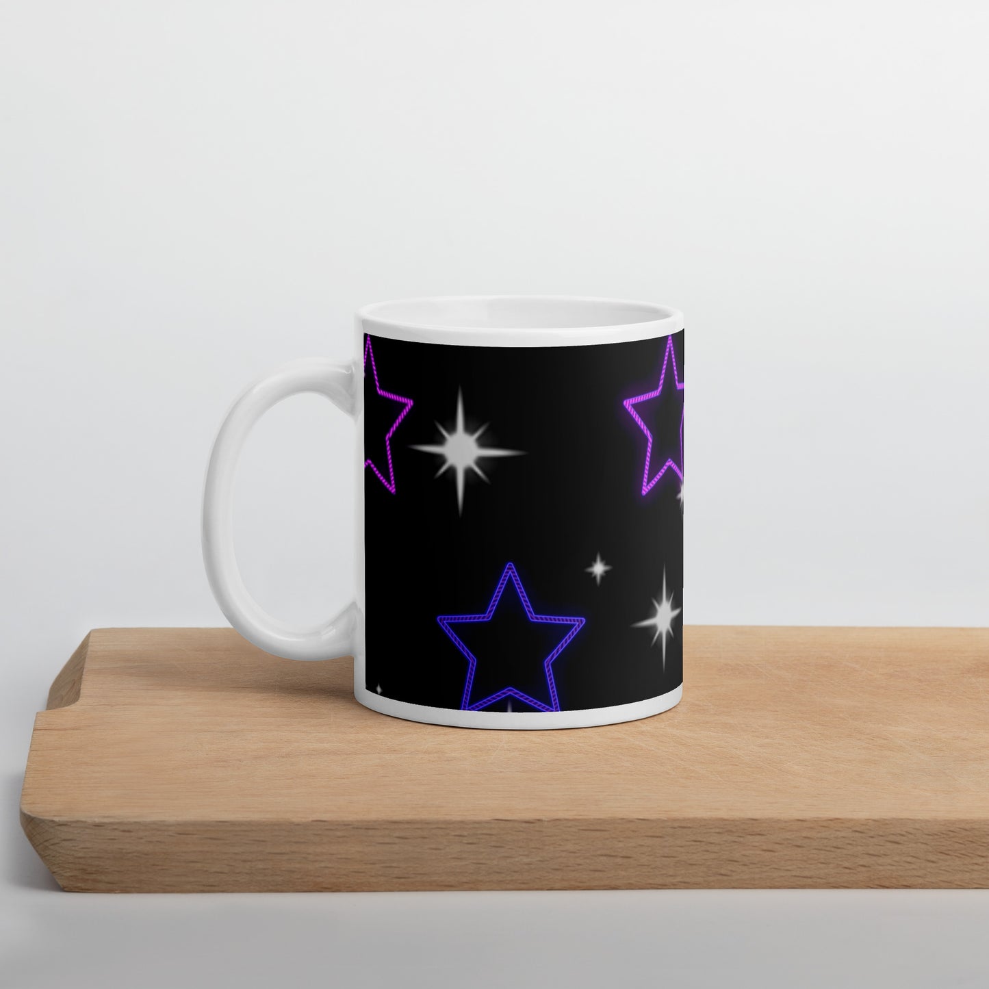 Neon Star White Glossy Mug