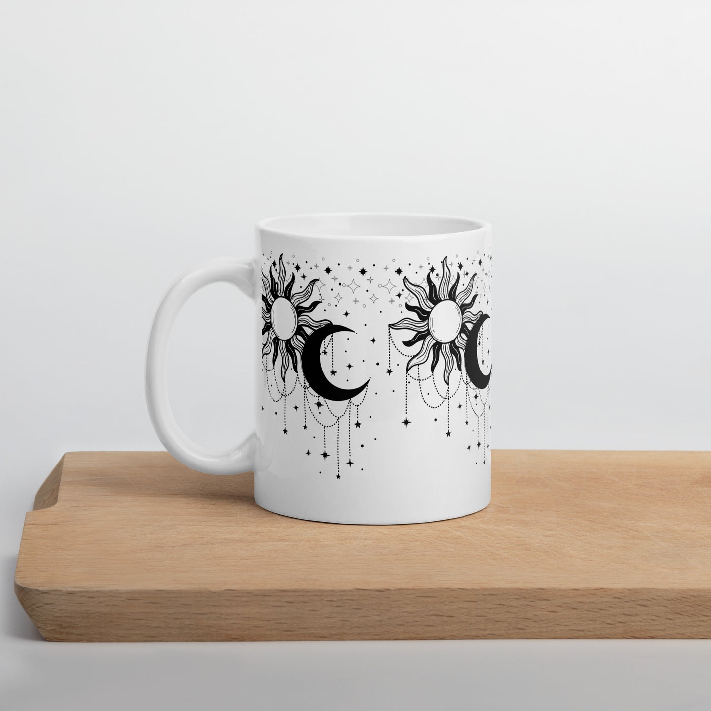 Black White Sun Moon White Glossy Mug