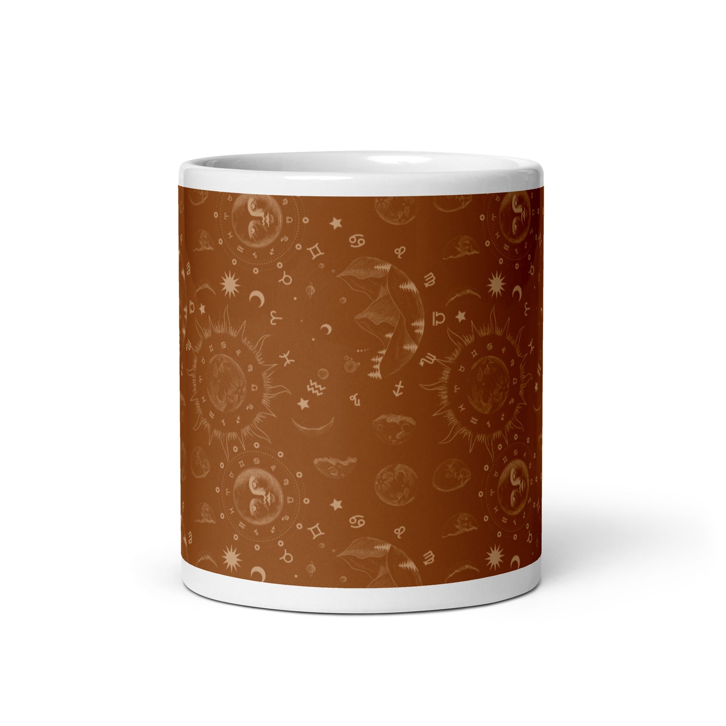 Saddle Brown Moon Galaxy White Glossy Mug