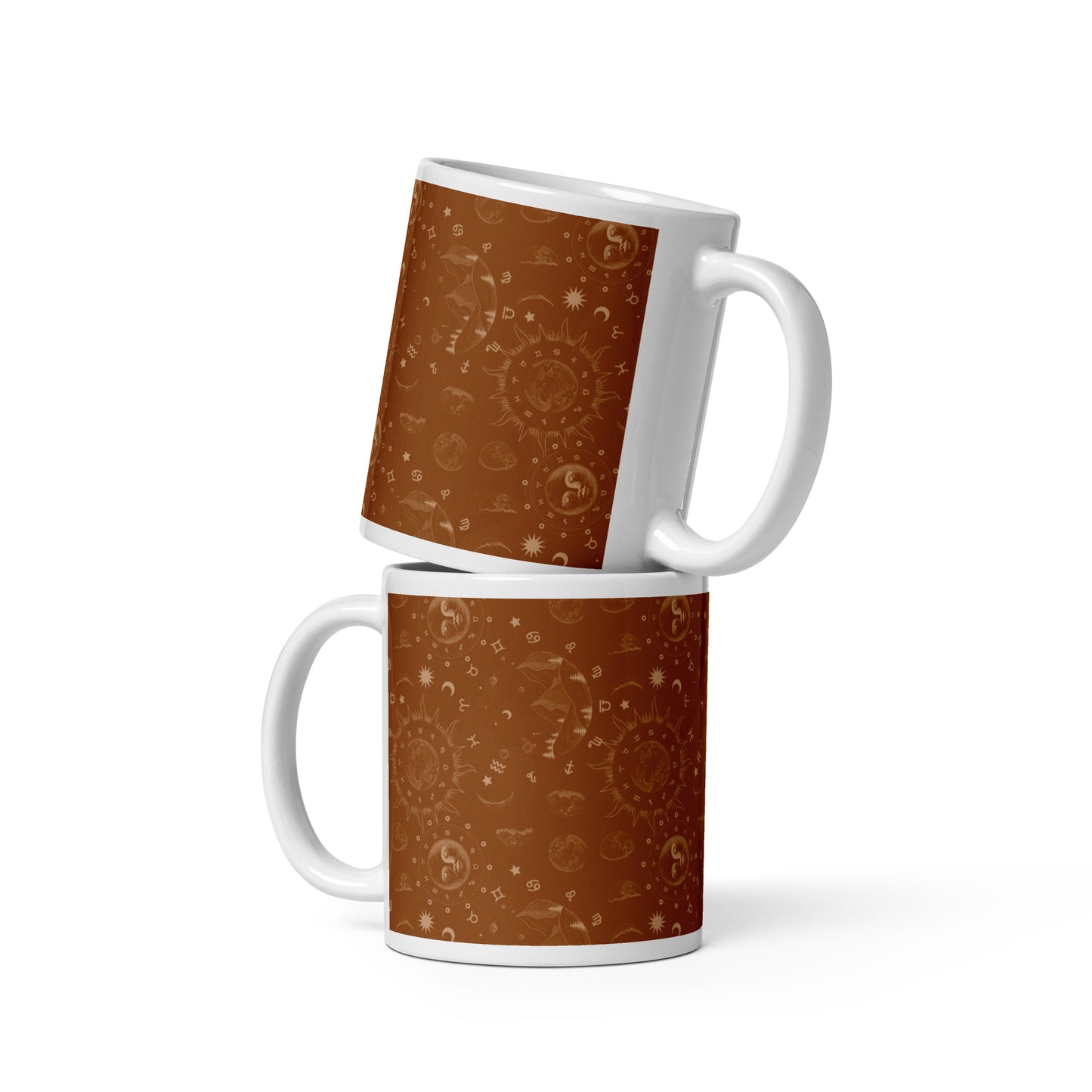 Saddle Brown Moon Galaxy White Glossy Mug