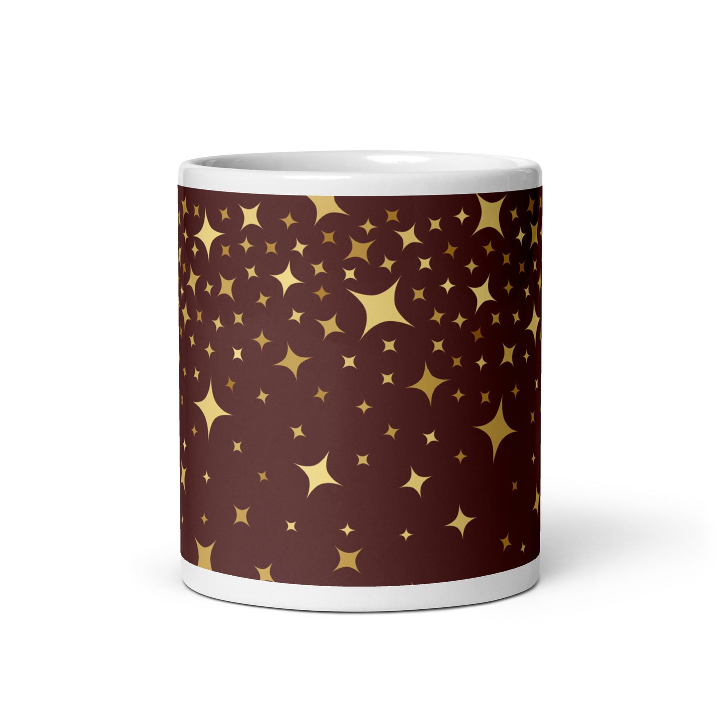 Burgundy Gold Star White Glossy Mug