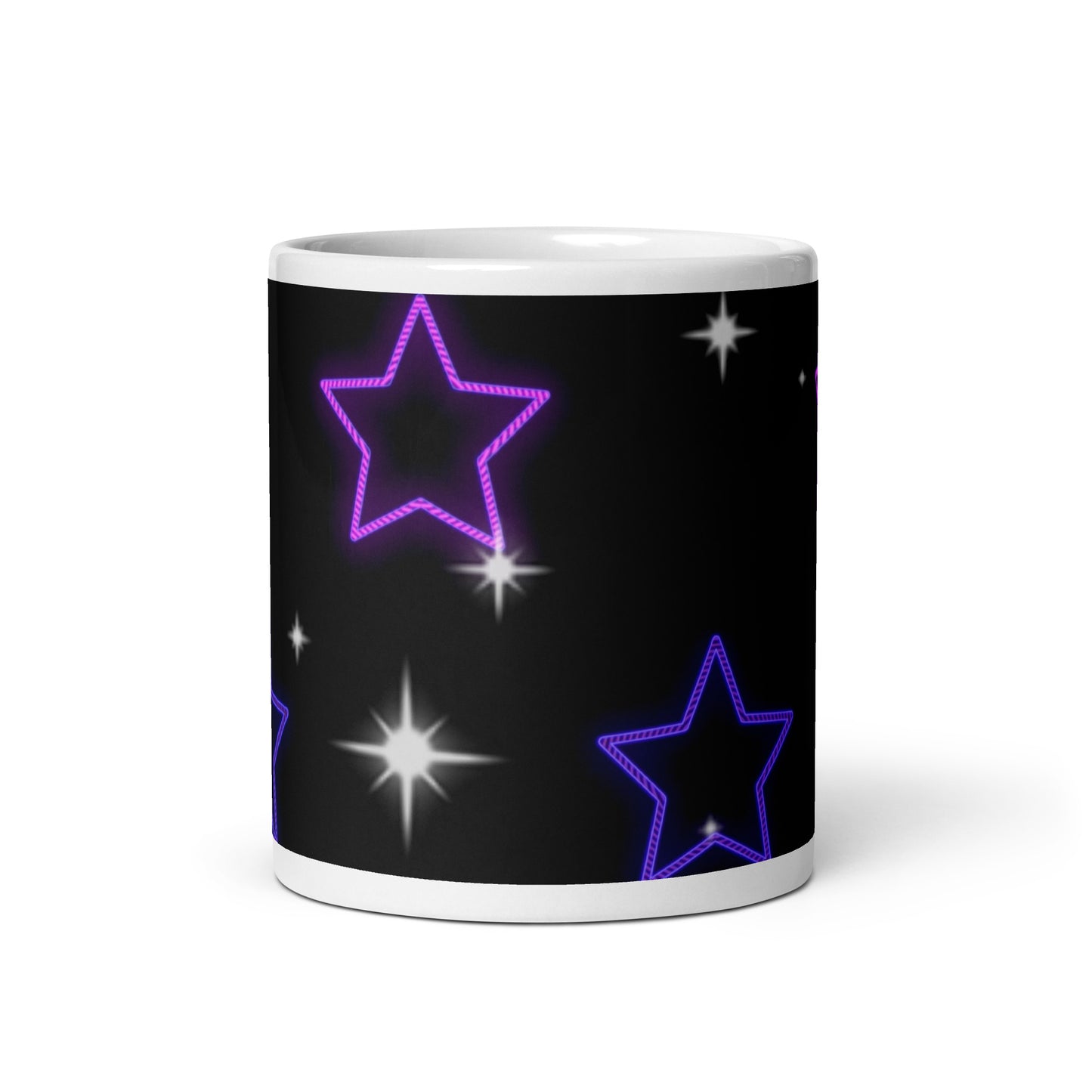 Neon Star White Glossy Mug