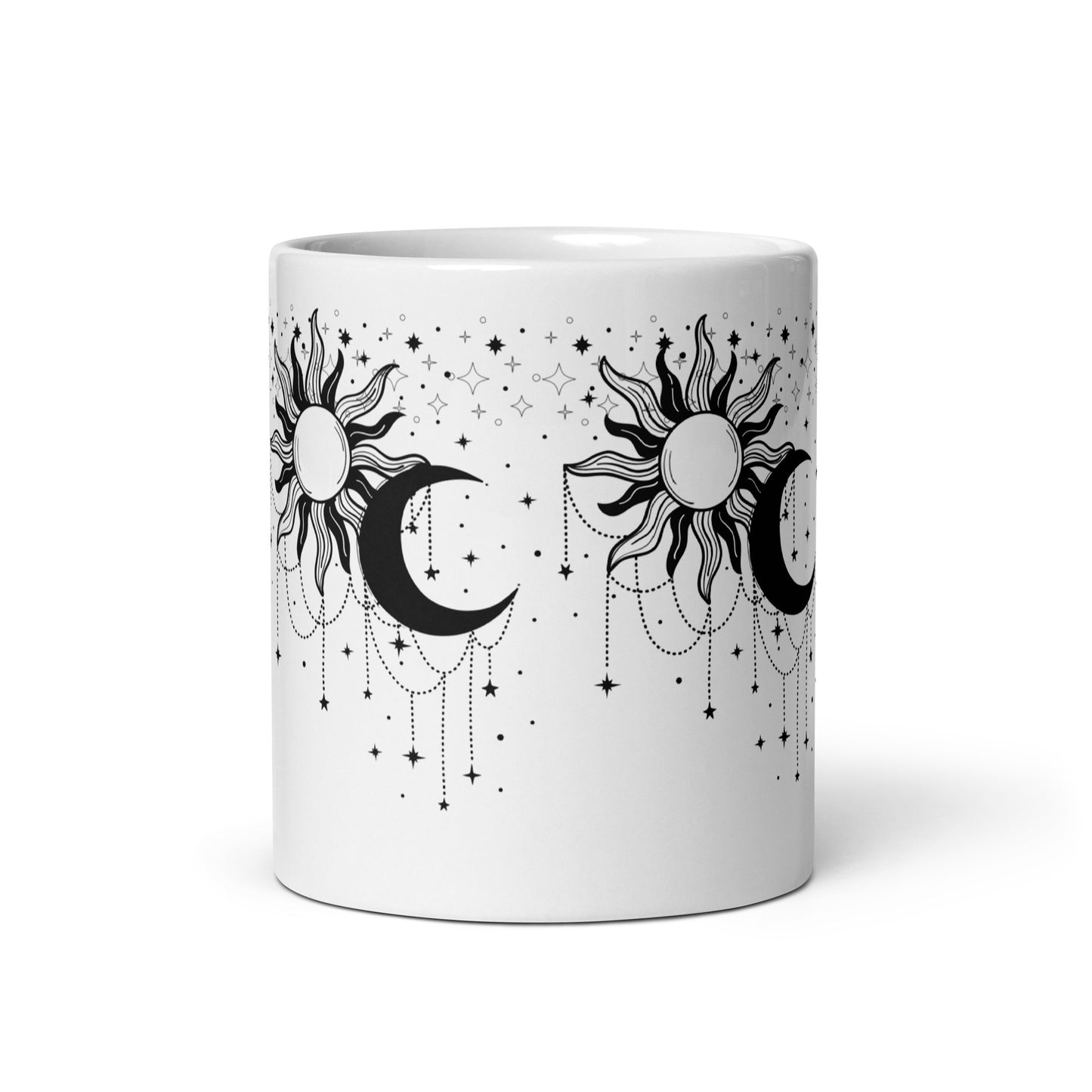 Black White Sun Moon White Glossy Mug