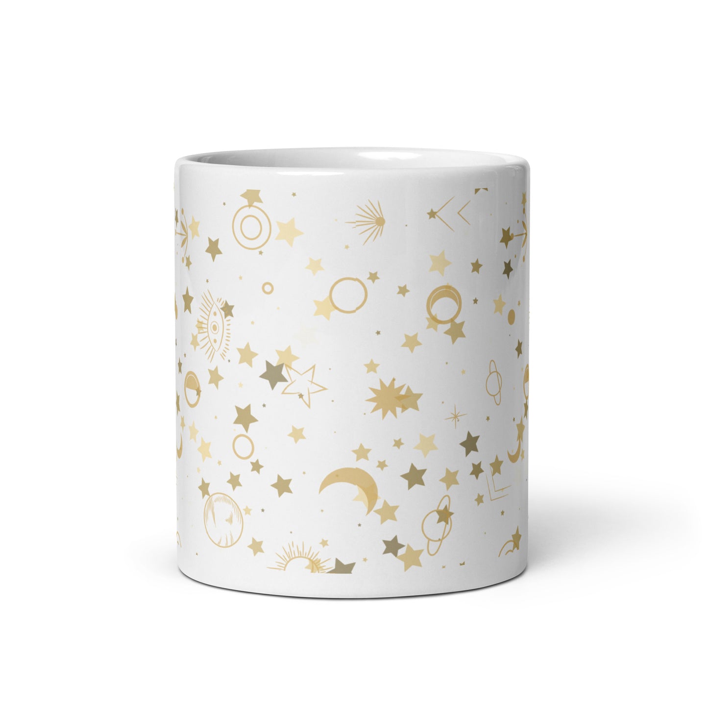 Golden Star Galaxy White Glossy Mug