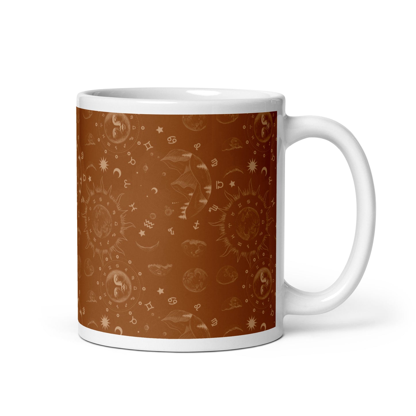 Saddle Brown Moon Galaxy White Glossy Mug