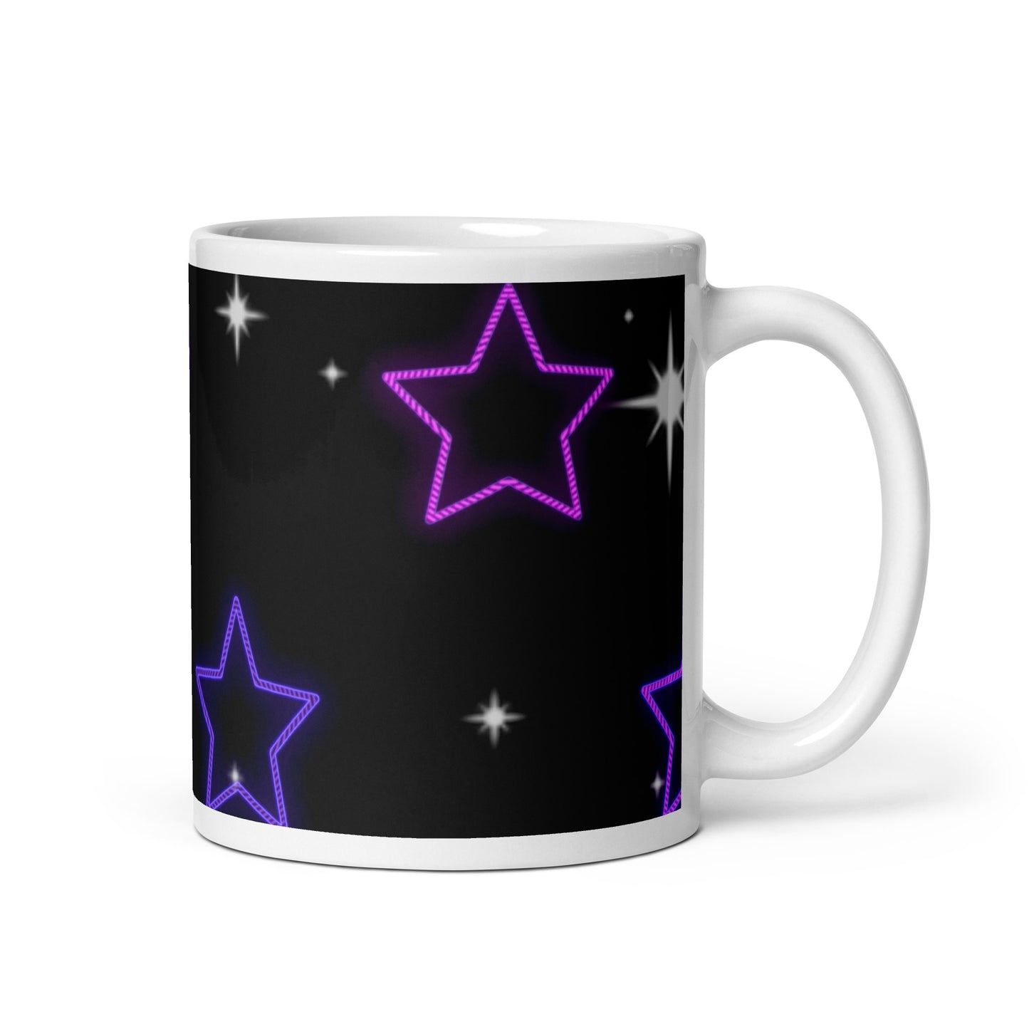 Neon Star White Glossy Mug