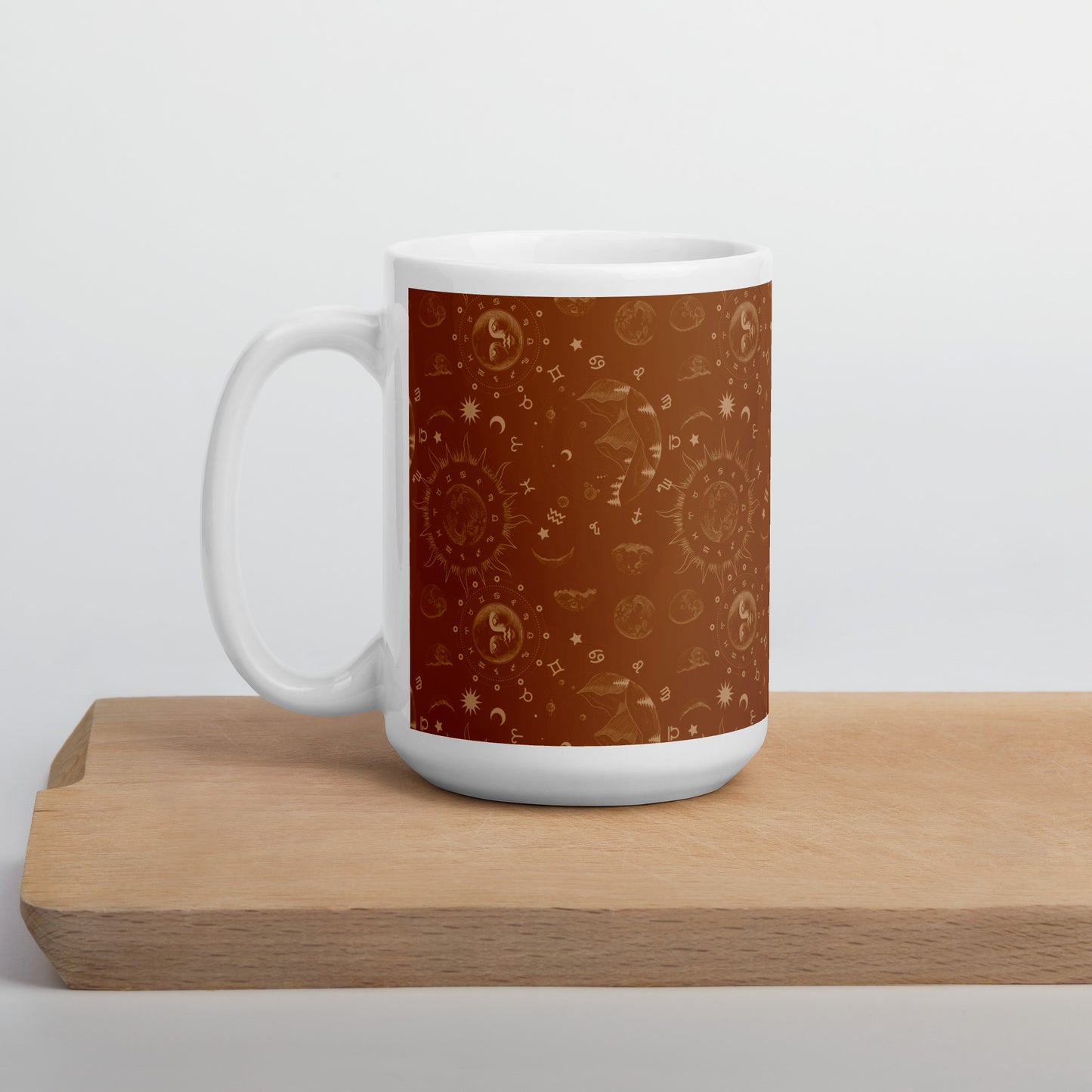 Saddle Brown Moon Galaxy White Glossy Mug