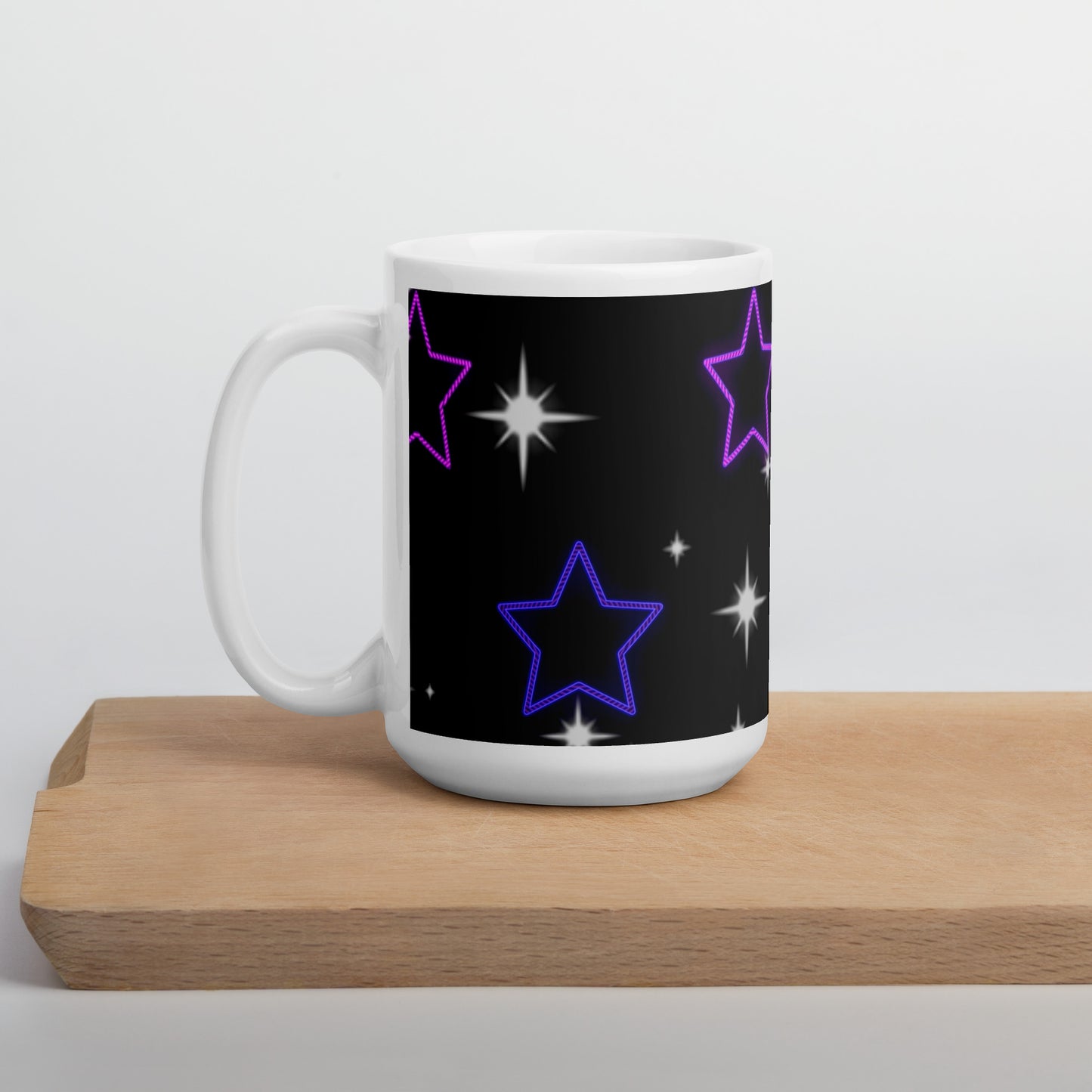 Neon Star White Glossy Mug