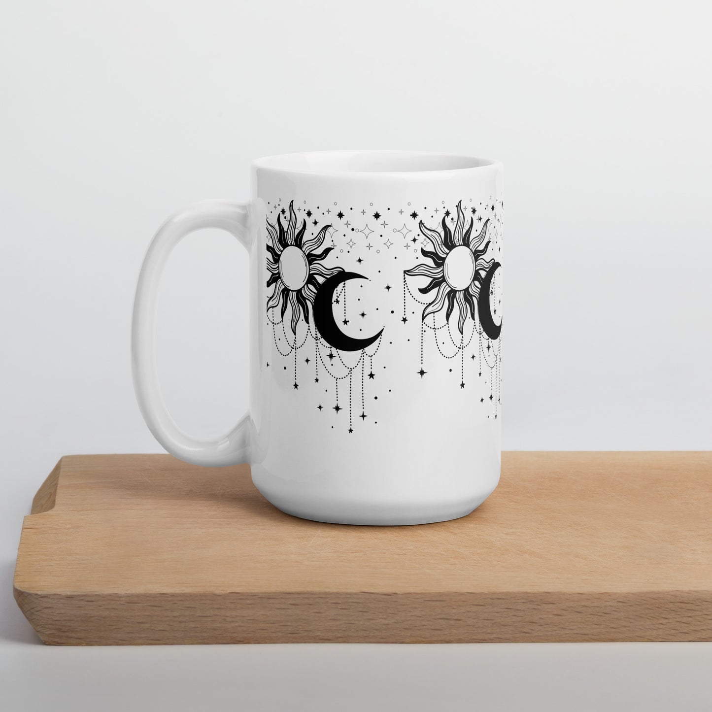 Black White Sun Moon White Glossy Mug