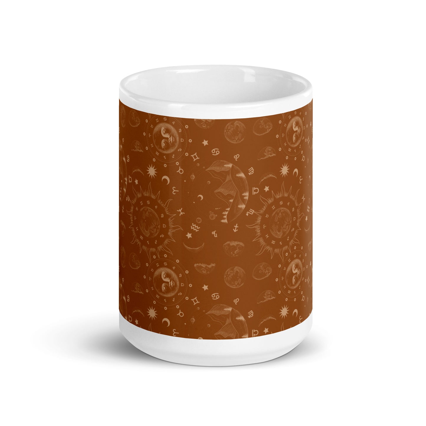 Saddle Brown Moon Galaxy White Glossy Mug