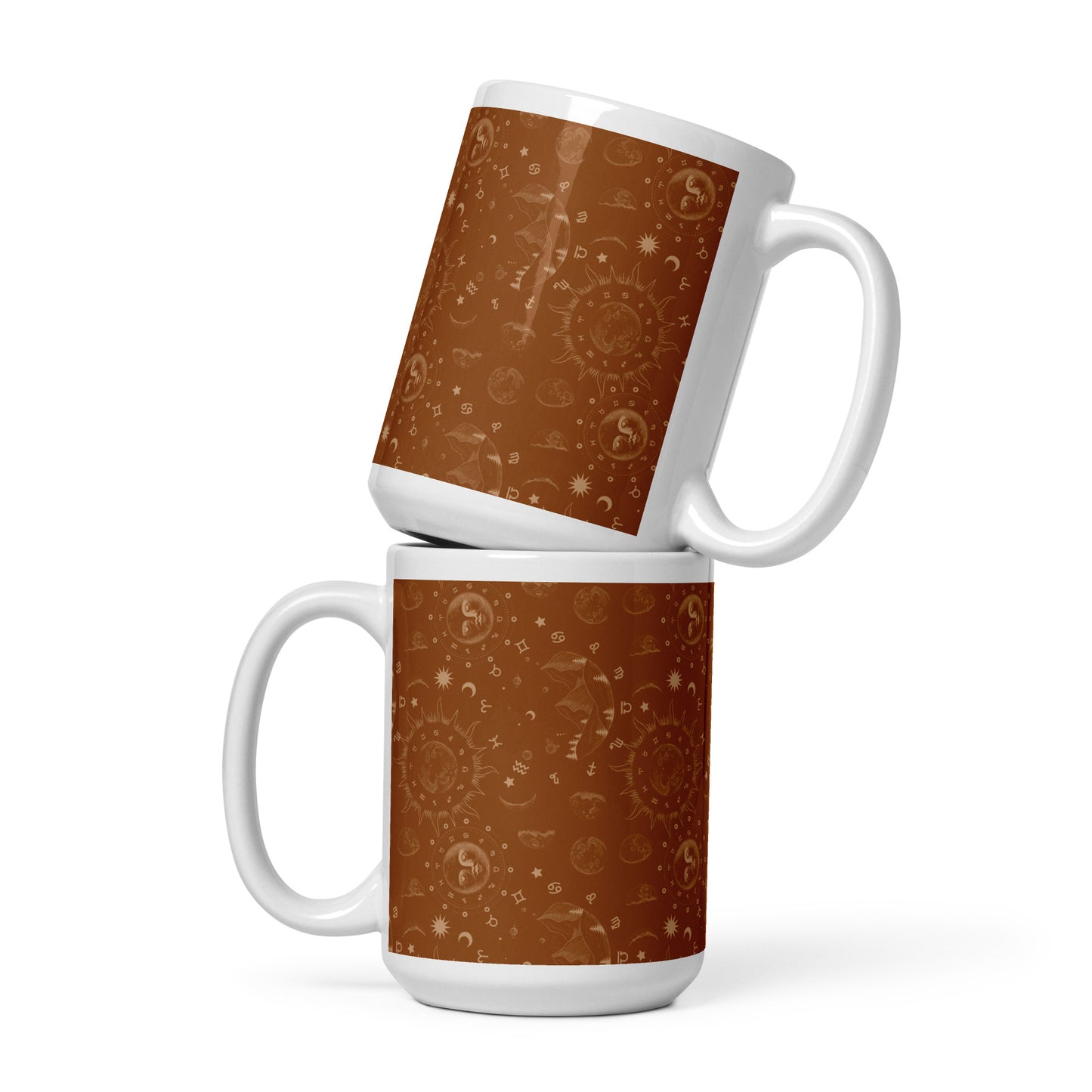 Saddle Brown Moon Galaxy White Glossy Mug