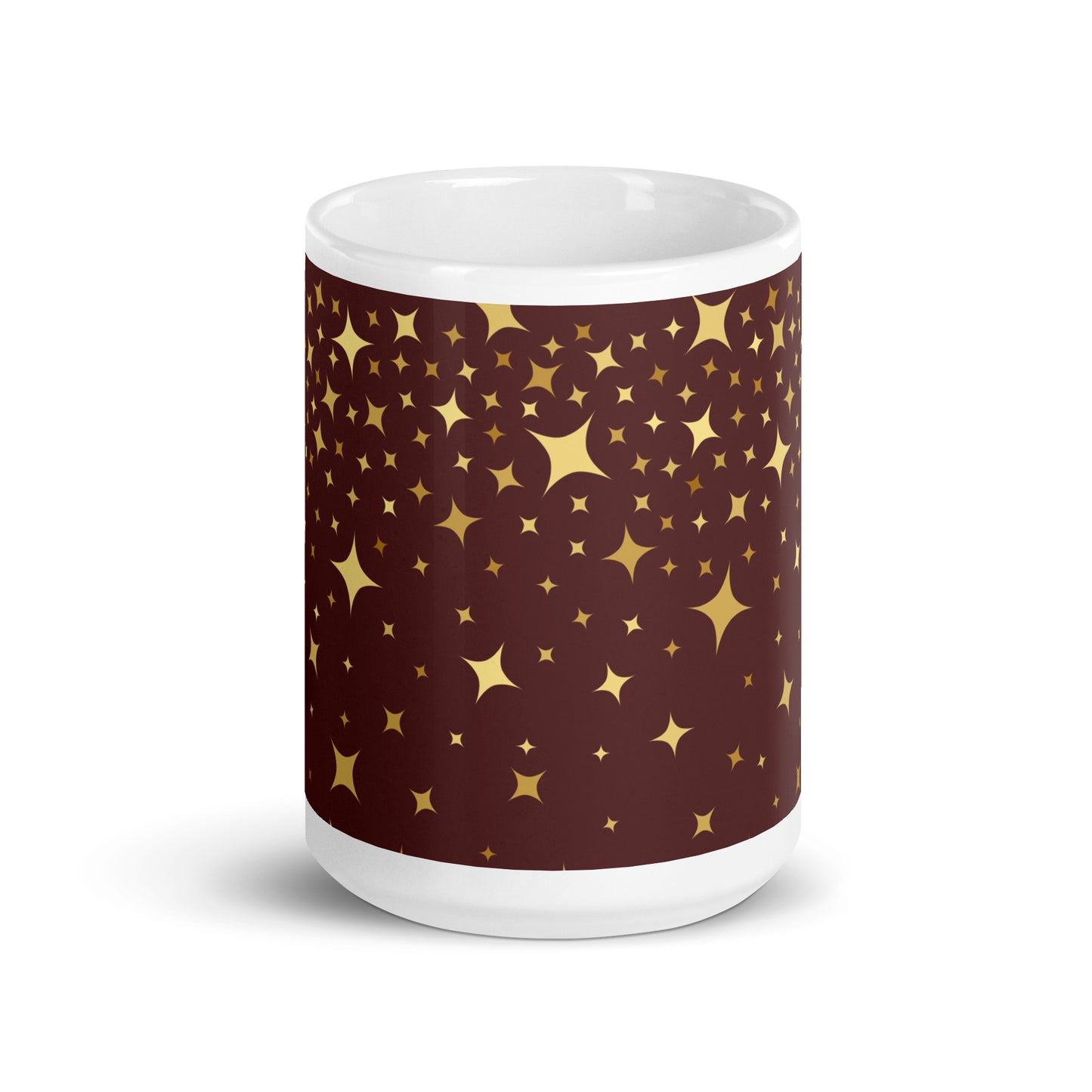 Burgundy Gold Star White Glossy Mug