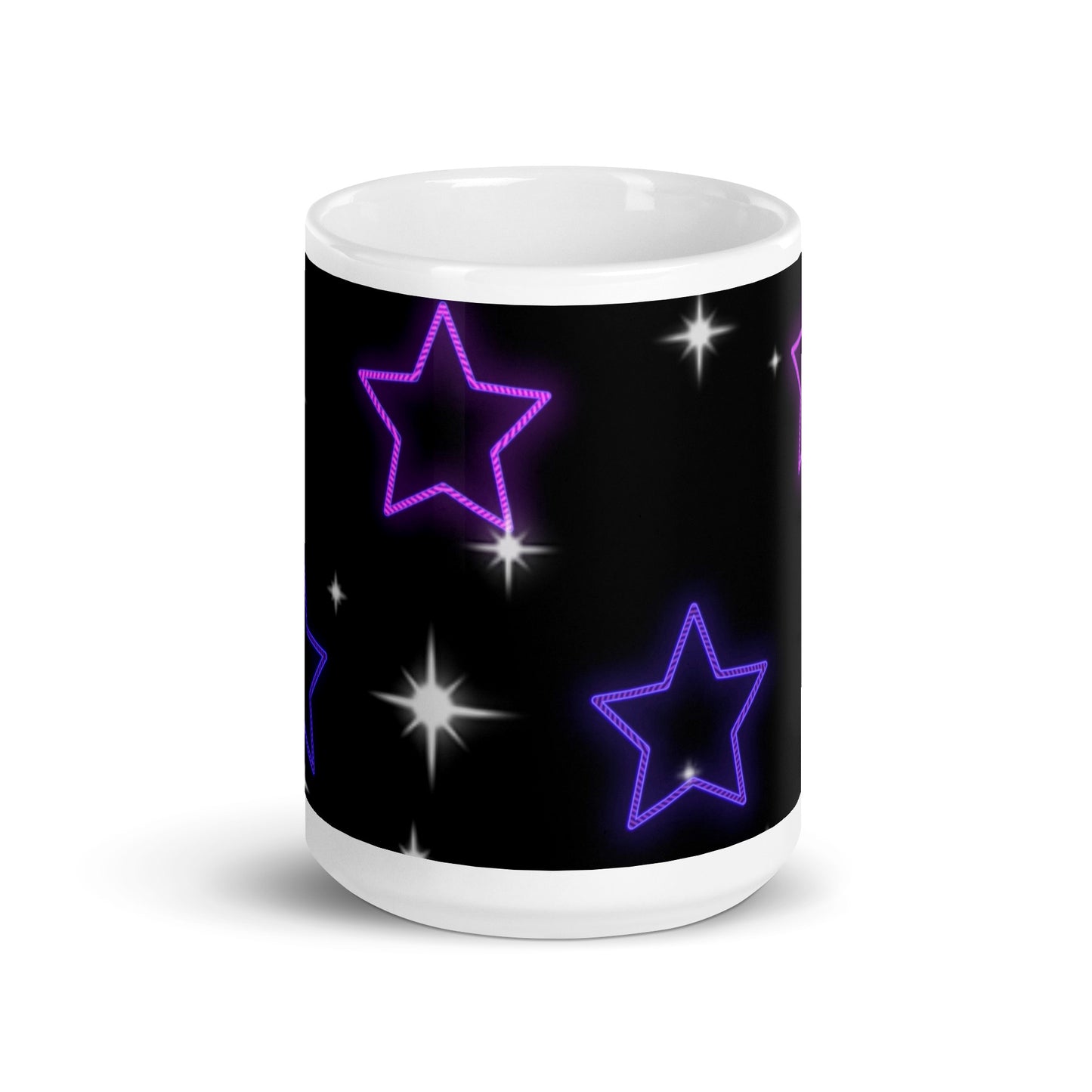 Neon Star White Glossy Mug