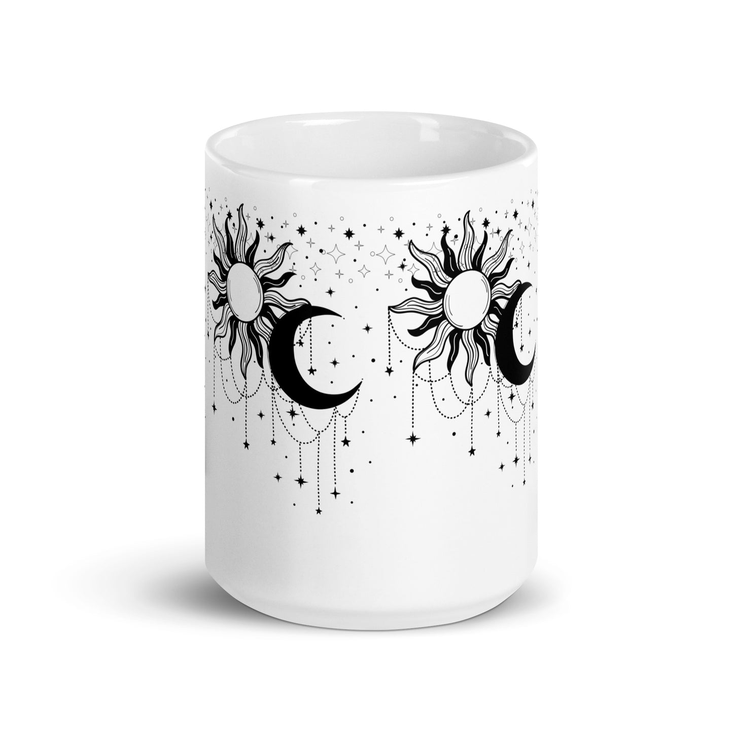 Black White Sun Moon White Glossy Mug